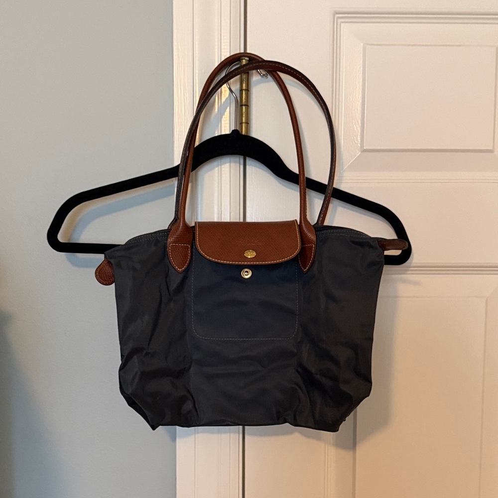 Longchamp M Le Pliage Original Nylon Tote Steel Gray